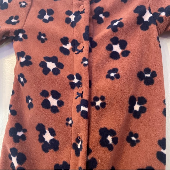 Carter's baby girl 9 month fleece brown leopard print snap-up sleep & play - Picture 3 of 6